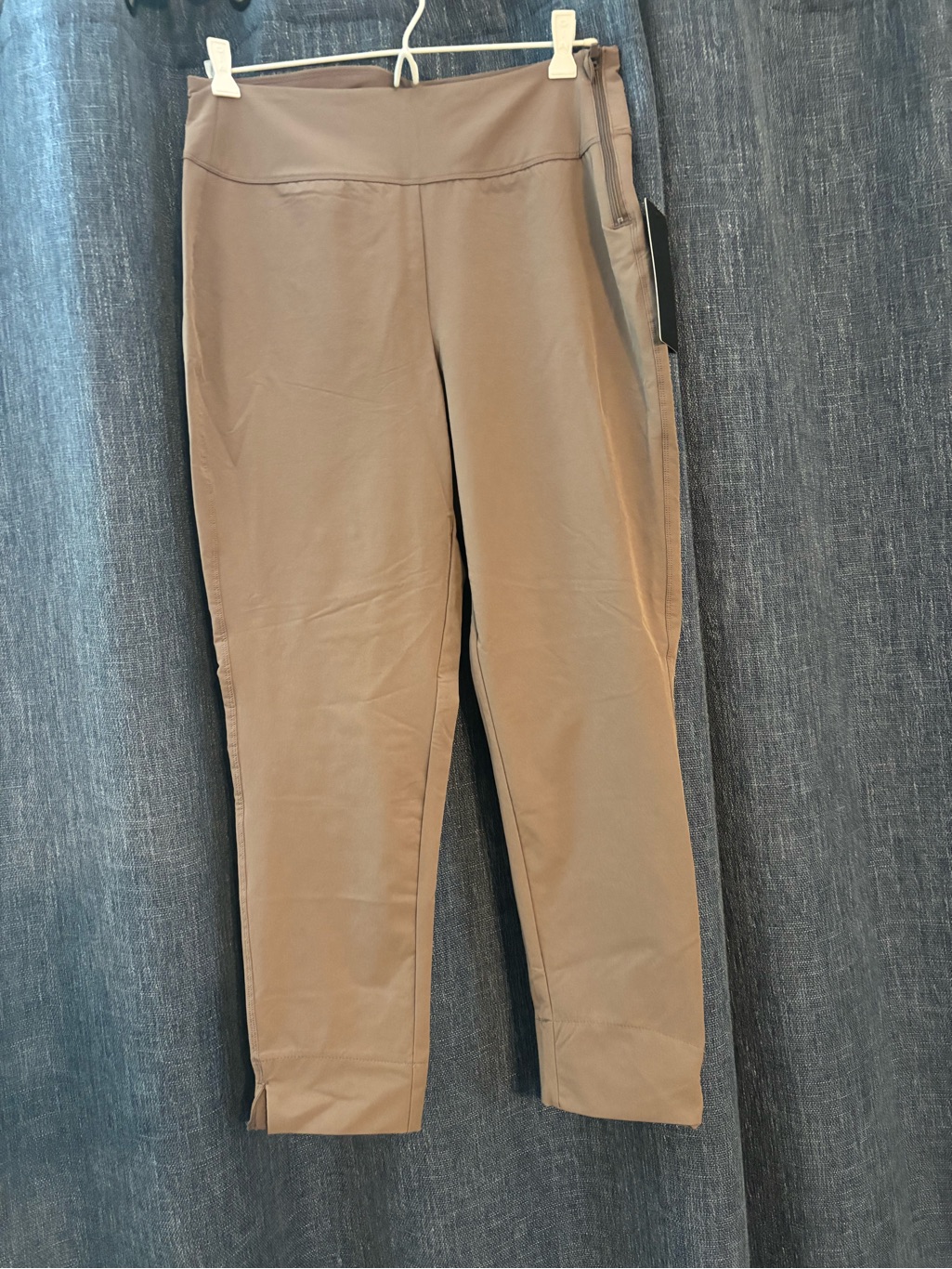90 Degree By Reflex Stretch Ponte Ankle Pants In Taupe